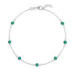1.75 TCW Round Emerald Lab Made Diamond-May Birthstone Chain Bracelet 7