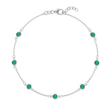 1.75 TCW Round Emerald Lab Made Diamond-May Birthstone Chain Bracelet 7