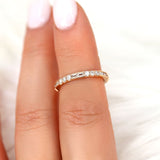 Stunning 0.67 CT Round & Baguette Moissanite Stones Vintage Wedding Band 6