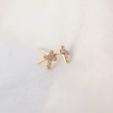 0.20 TCW Round Cut Moissanite Cross Stud Earrings in Gold 3