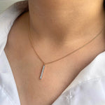0.50 CT Round Moissanite Diamond Bar Pendant Necklace in Solid Gold 3