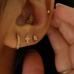 0.20 TCW Round Cut Moissanite Cross Stud Earrings in Gold 4