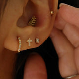0.20 TCW Round Cut Moissanite Cross Stud Earrings in Gold 4