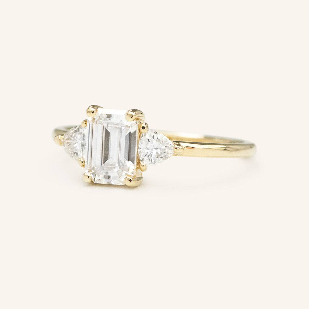Stunning 2 CT Emerald Moissanite Engagement Ring with Three Stone Design 2