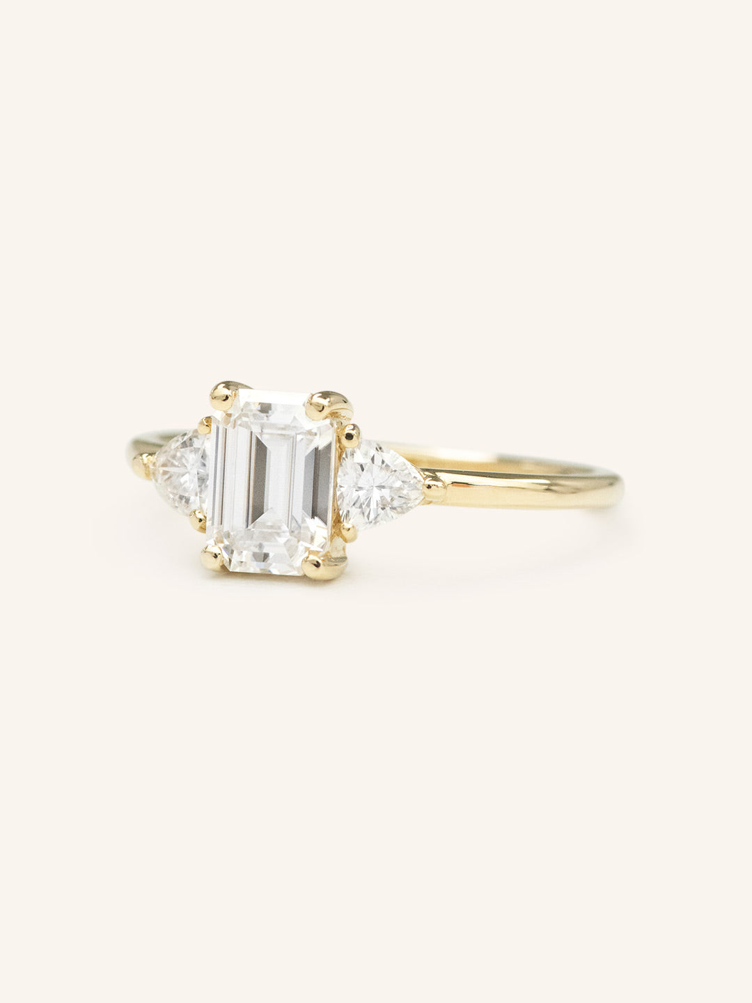 Stunning 2 CT Emerald Moissanite Engagement Ring with Three Stone Design 2