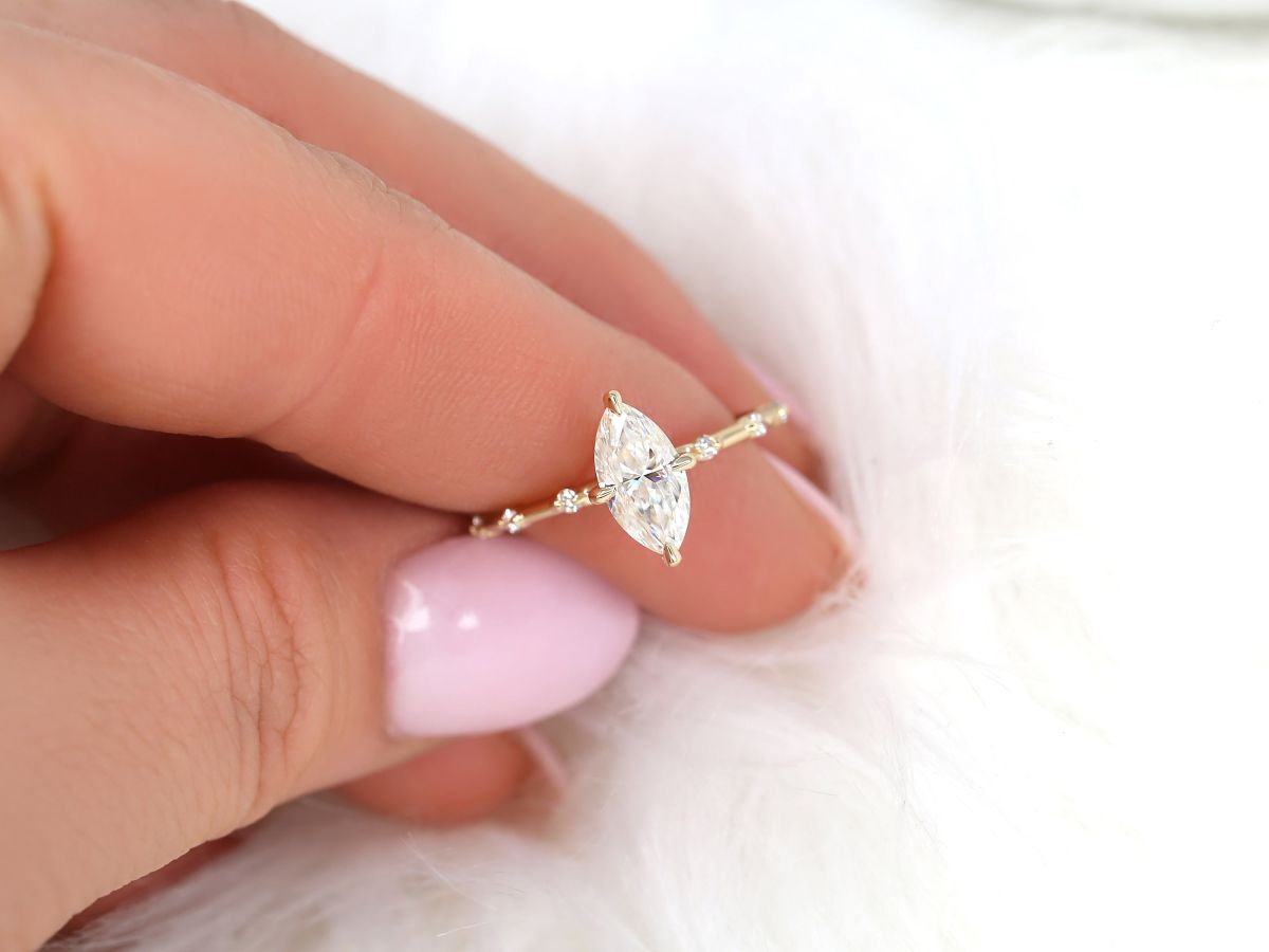 Stunning 1 CT Marquise Moissanite Engagement Ring With Dainty Design 4