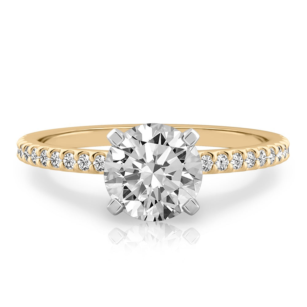 Stunning 1.0- 2.0 CT Round Moissanite Engagement Ring with Two Tone & Pave Design 1