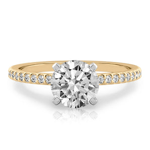 Stunning 1.0- 2.0 CT Round Moissanite Engagement Ring with Two Tone & Pave Design