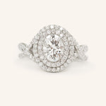 Stunning 1.0 CT Oval  Moissanite Engagement Ring with Double Halo Design 2