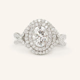 Stunning 1.0 CT Oval  Moissanite Engagement Ring with Double Halo Design 2