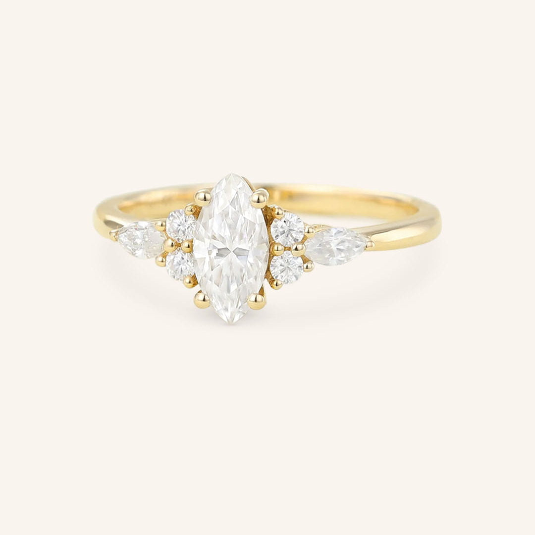 Stunning 1.5 CT Marquise Moissanite Engagement Ring with Cluster Design 2