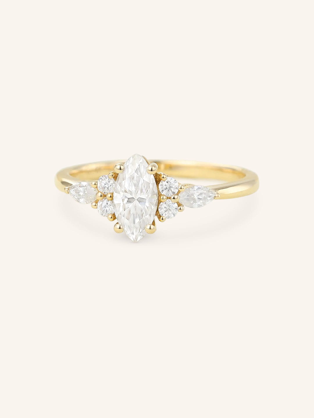Stunning 1.5 CT Marquise Moissanite Engagement Ring with Cluster Design 2