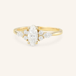 Stunning 1.5 CT Marquise Moissanite Engagement Ring with Cluster Design