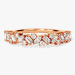 Stunning 0.40 TCW Round, Baguette & Marquise Moissanite Stones Cluster Wedding Bands 4