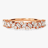 Stunning 0.40 TCW Round, Baguette & Marquise Moissanite Stones Cluster Wedding Bands 4