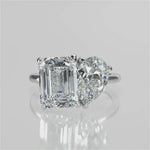 Stunning 3.88 TCW Emerald & Pear Moissanite Engagement Ring with Two Stone Design 4