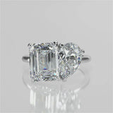 Stunning 3.88 TCW Emerald & Pear Moissanite Engagement Ring with Two Stone Design 4