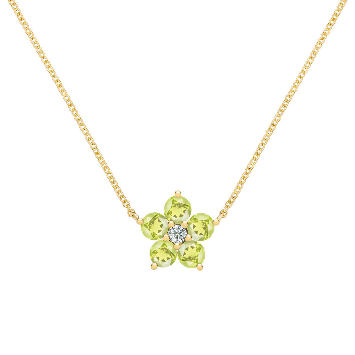 0.08 CT Round Peridot Lab Made Diamond- August Birthstone Necklace 1