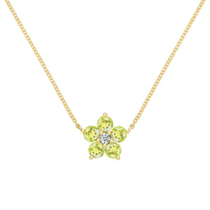 0.08 CT Round Peridot Lab Made Diamond- August Birthstone Necklace