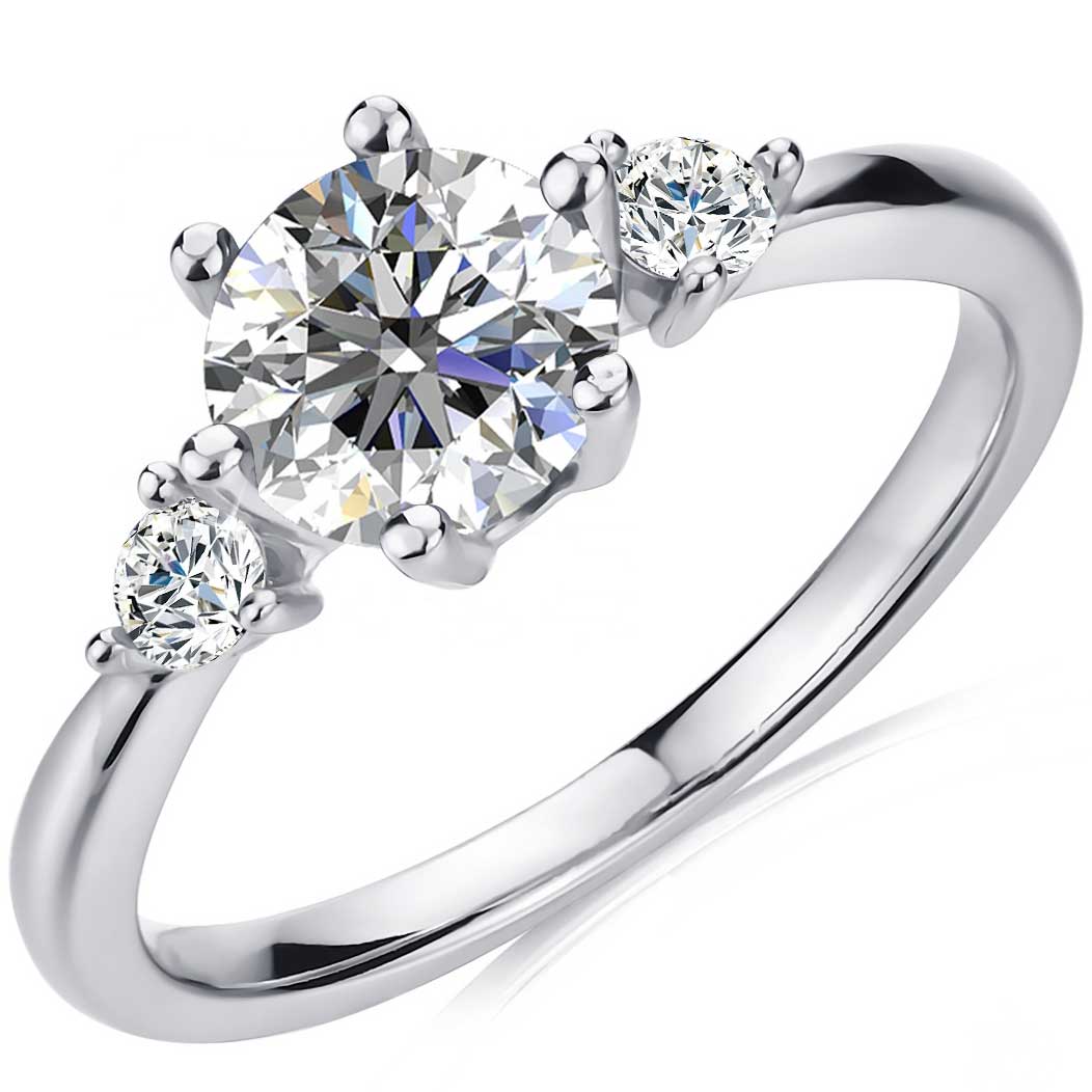 Round Cut 3 Stones Style Cubic Zirconia in 925 Sterling Silver Ring 4