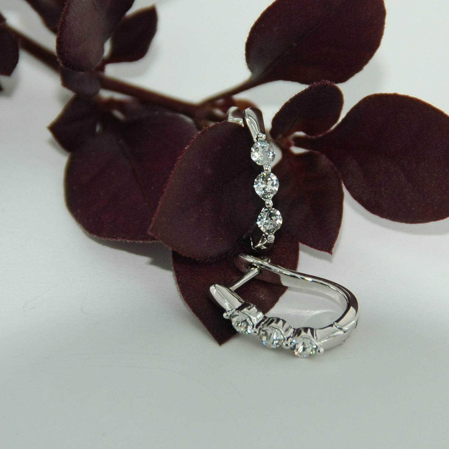 Round Cut Cubic Zirconia in 925 Sterling Silver Earrings 4