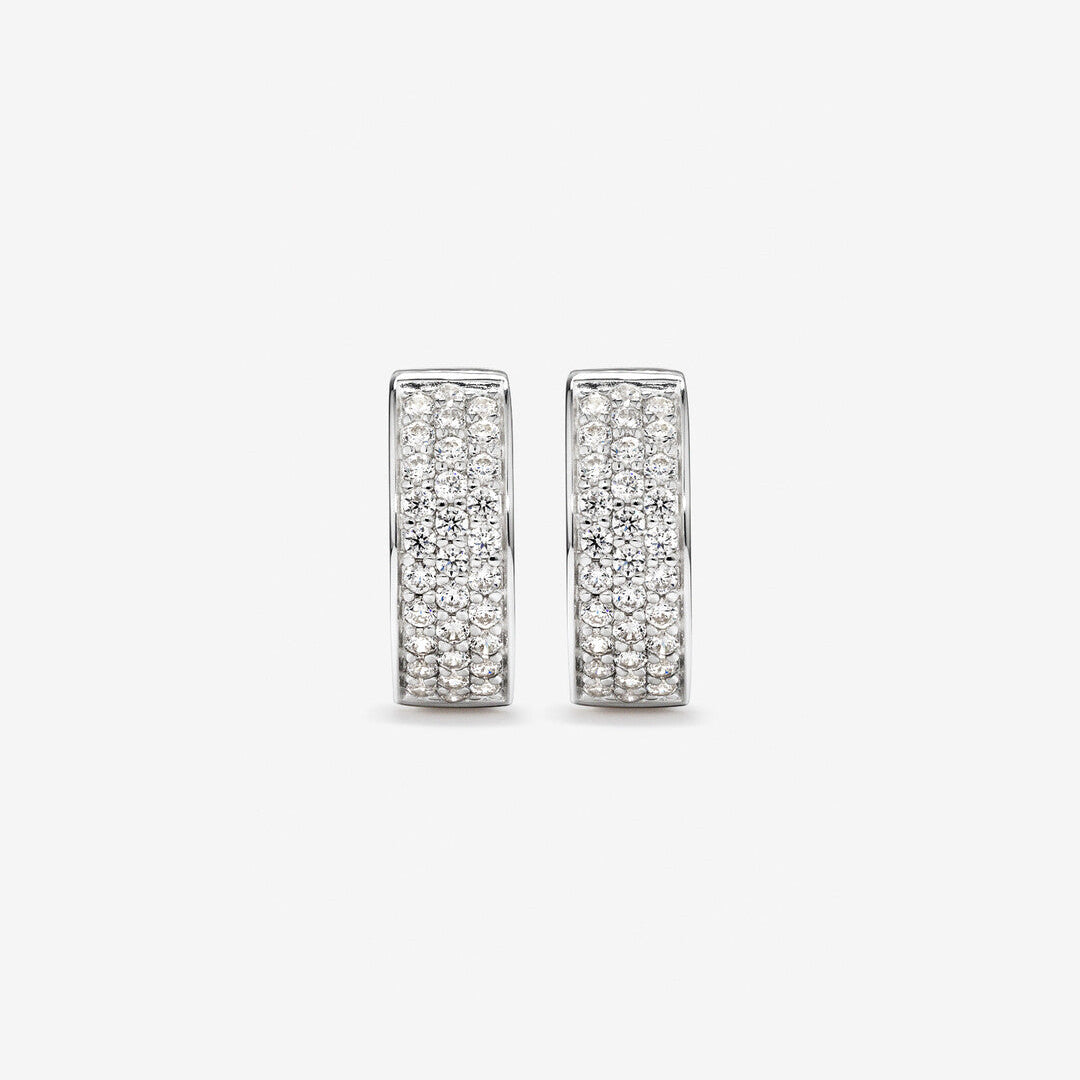 Round Cut Cubic Zirconia in 925 Sterling Silver Earrings 2