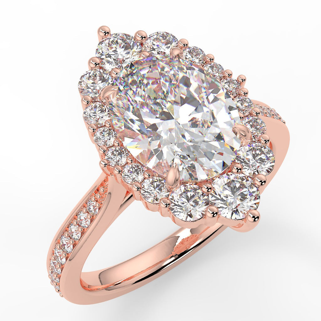 Stunning 2.11 CT Oval Moissanite Engagement Ring with Cluster Halo & Pave Design 8