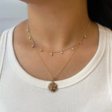 0.18 CT Round Moissanite Diamond Sign Pendant Necklace in Solid Gold 13