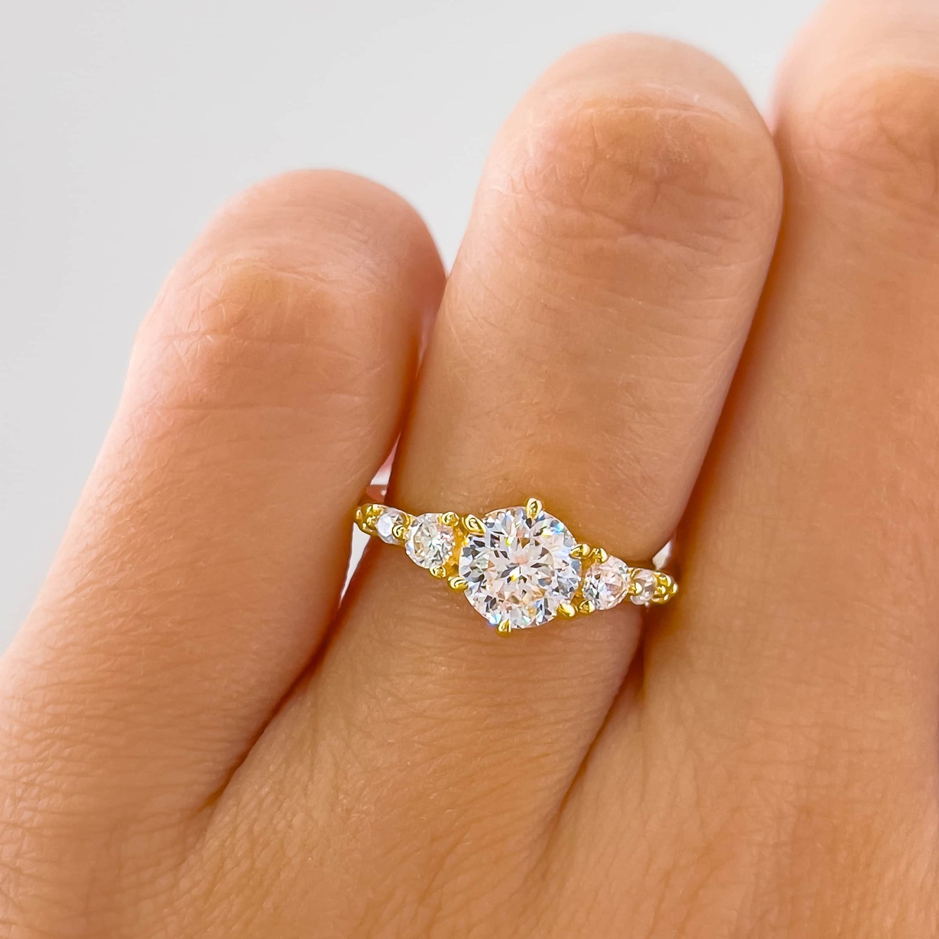 Stunning 1.25 CT Round Moissanite Engagement Ring in  Cluster Design 7