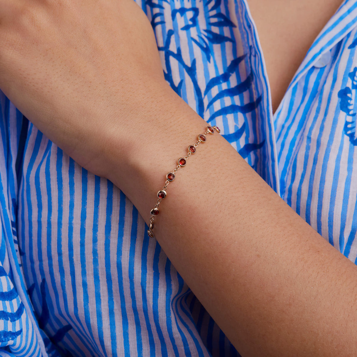 5.0 TCW Round Garnet Lab Made Diamond- January Birthstone Bracelets 2