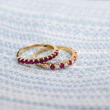 1.1 TCW Round Ruby Lab Made Diamond- July Birthstone Half Eternity Wedding Band 8