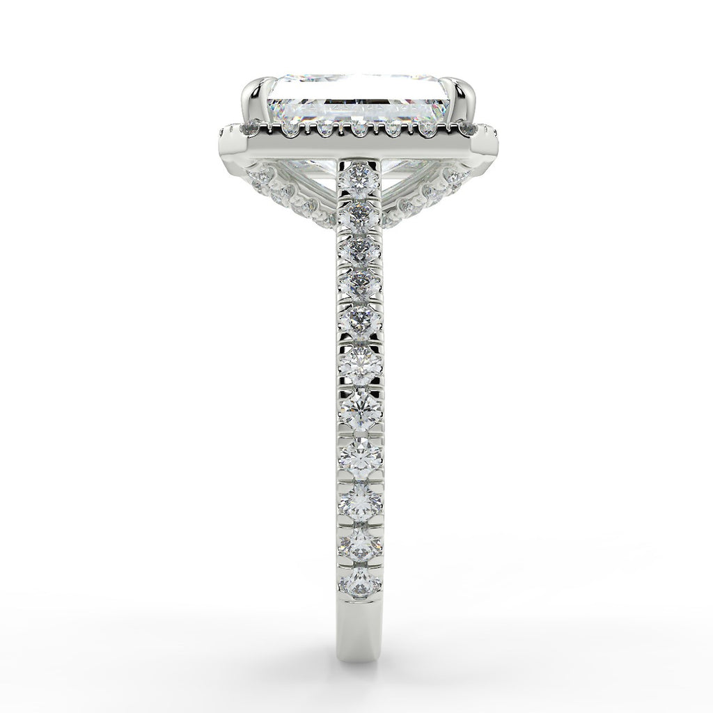 Stunning 2.45 CT Radiant Moissanite Engagement Ring with Halo & Pave Design 7