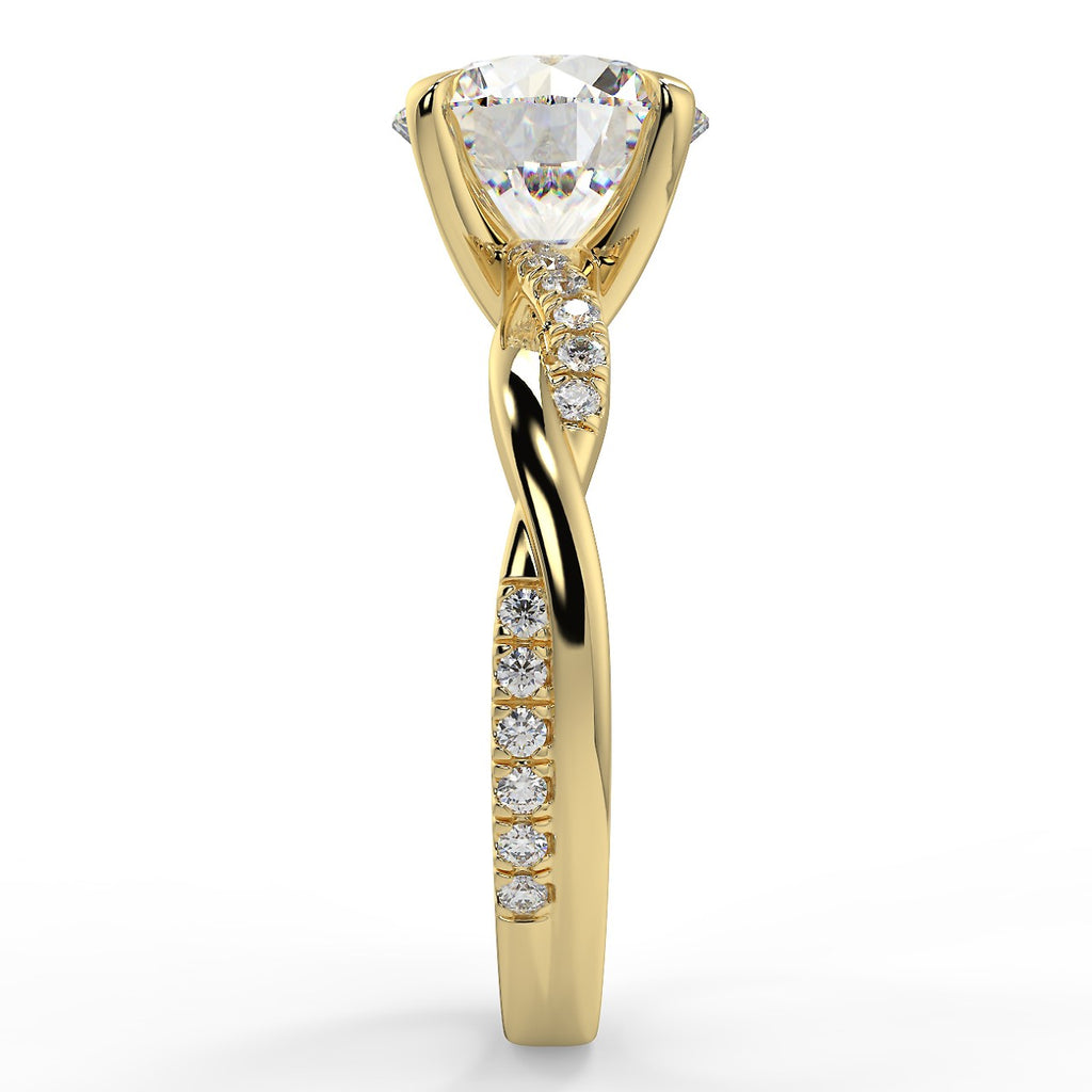 Stunning 2.0 CT Round Moissanite Engagement Ring with Twisted Pave Design 2