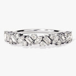 Stunning 0.40 TCW Round, Baguette & Marquise Moissanite Stones Cluster Wedding Bands 3