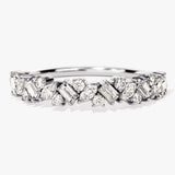 Stunning 0.40 TCW Round, Baguette & Marquise Moissanite Stones Cluster Wedding Bands 3