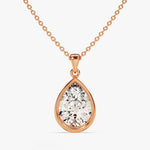 1.0 CT Pear Moissanite Diamond Bezel Pendant Necklace in Solid Gold 3