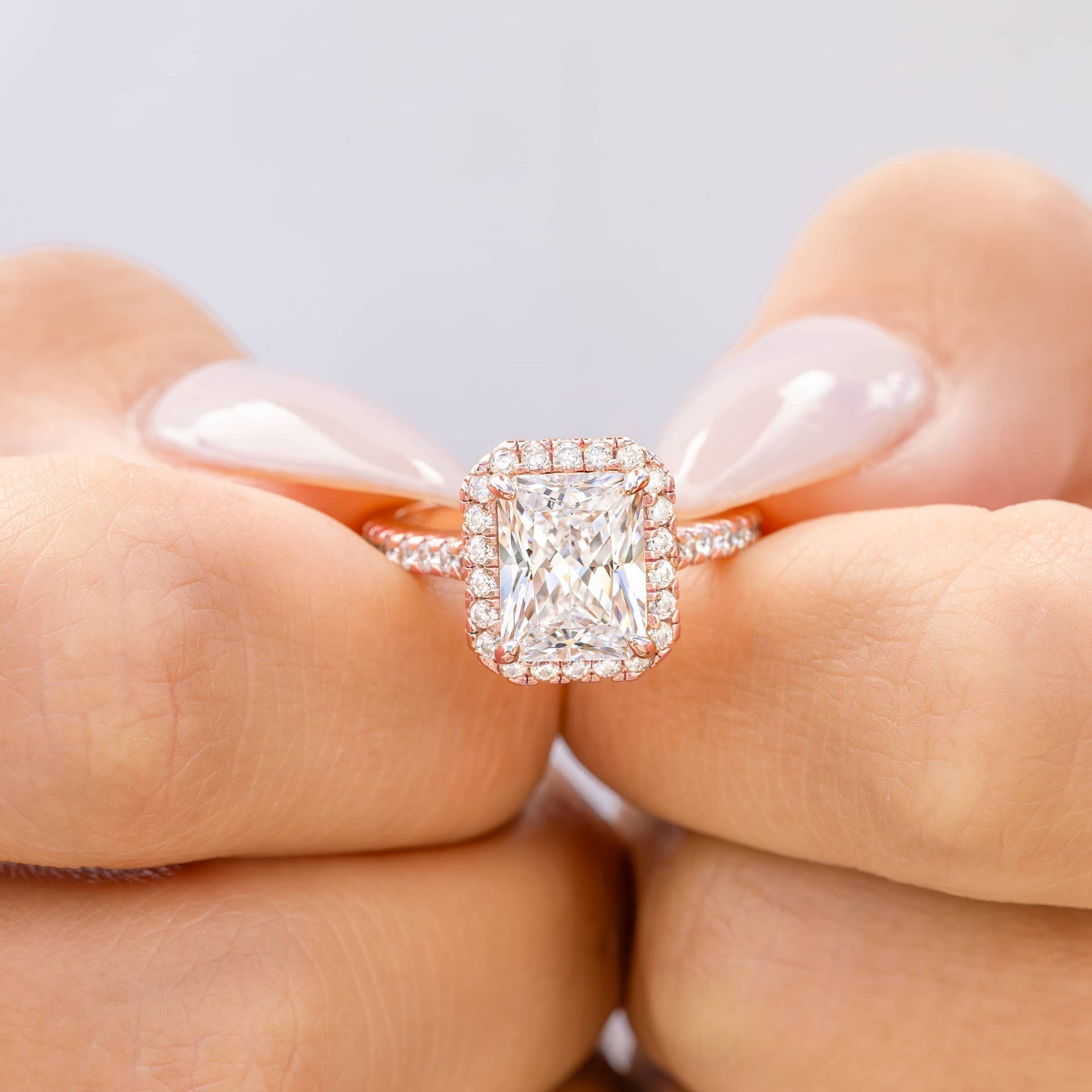 Stunning 3.5 CT Radiant Moissanite Engagement Ring Pave and Halo Design 7