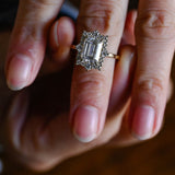 Stunning 1.0 - 2.0 CT Emerald Moissanite Engagement Ring With Halo Design 2