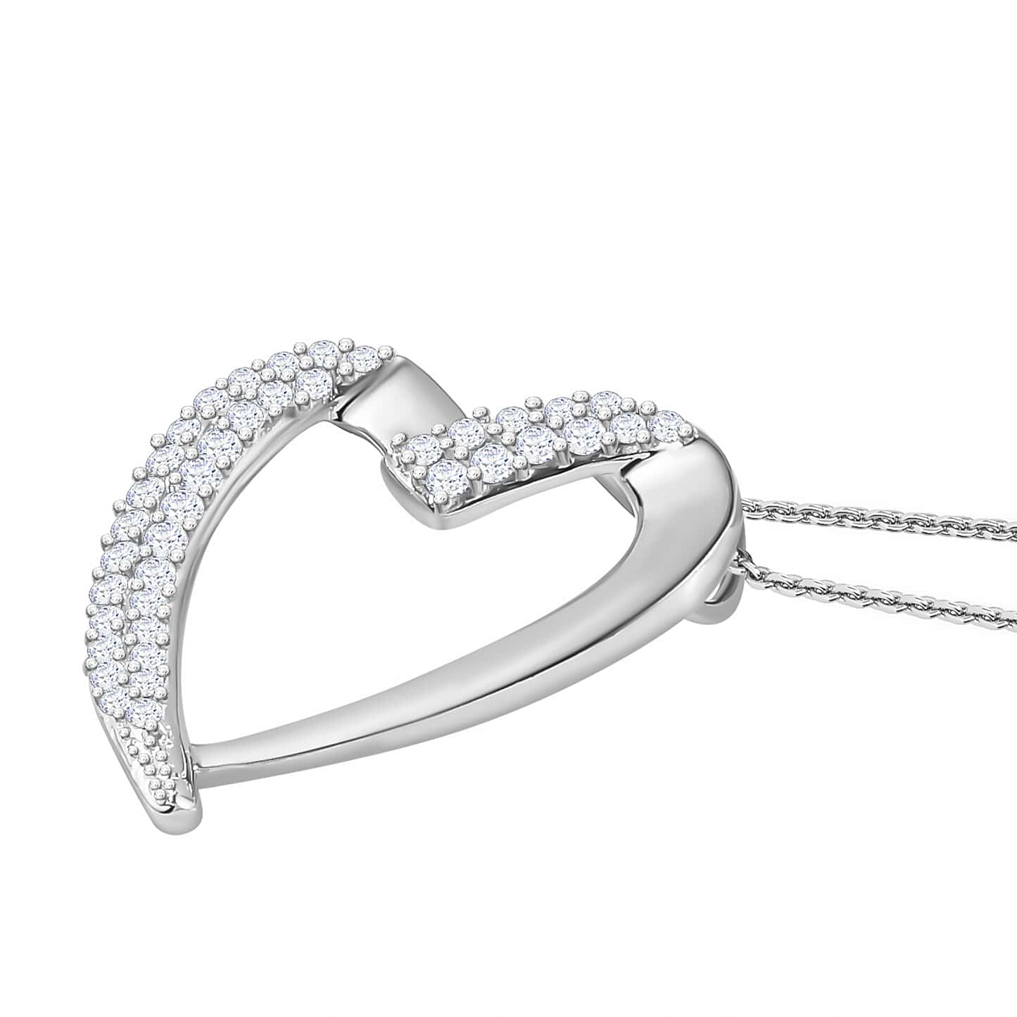 Round Cut Cubic Zirconia in 925 Sterling Silver Necklace 4