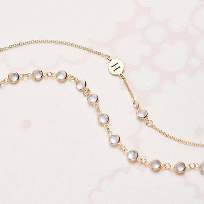 0.25 CT Round Moonstone Lab Made Diamond-June Birthstone Chain Bracelet 5