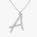 0.30 CT Round Moissanite Diamond Letter Pendant Necklace in Solid Gold 2