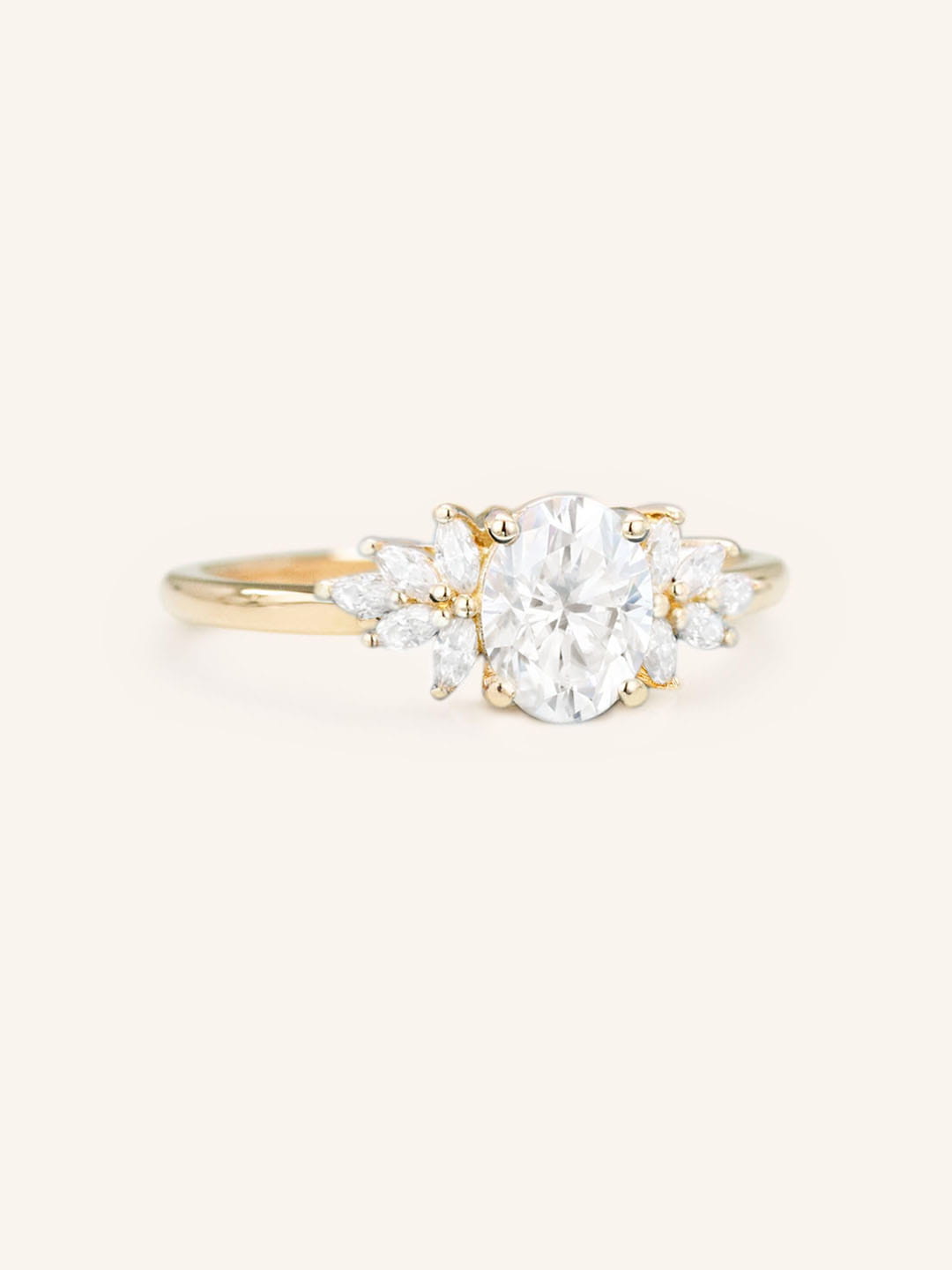 Stunning 1 CT Oval Moissanite Engagement Ring With Cluster Design 2