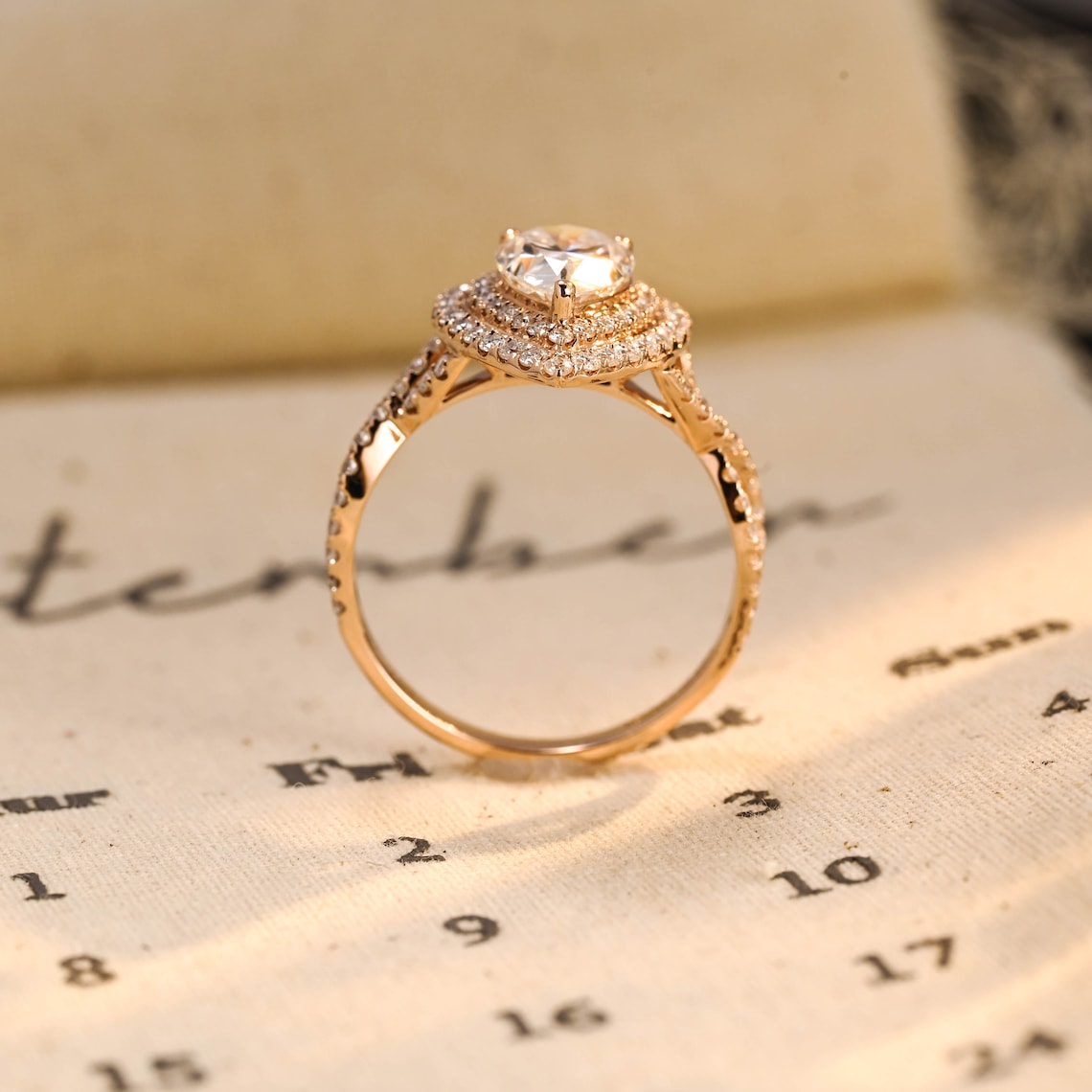 Stunning 2.0 CT Pear Moissanite Engagement Ring with Double Halo & Pave Design 4
