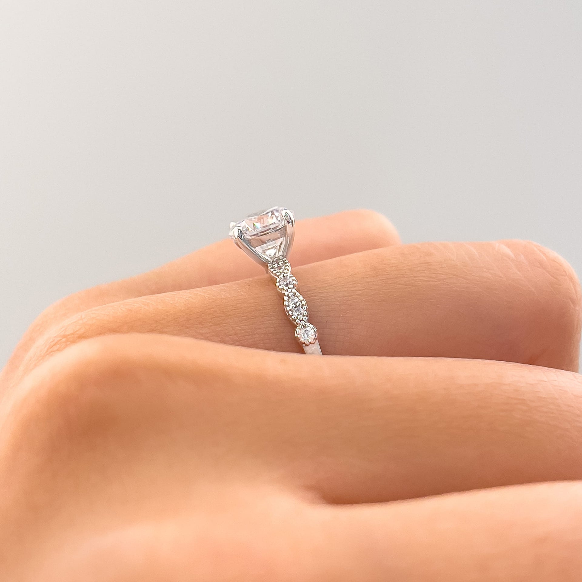 Stunning 1.5 CT Round Moissanite Engagement Ring with Pave & Hidden Halo Design 7