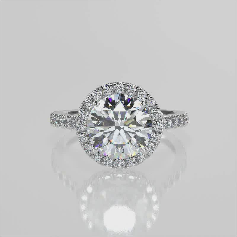 Stunning 2.0 CT Round Moissanite Engagement Ring with Halo & Pave Design 1