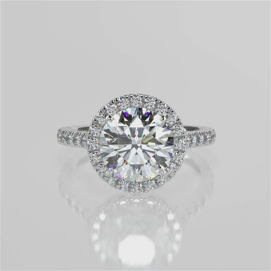 Stunning 2.0 CT Round Moissanite Engagement Ring with Halo & Pave Design 1