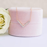 0.40 CT Round Moissanite Diamond V-Shape Pendant Necklace in Solid Gold 1