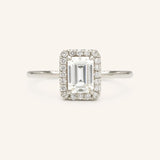 Stunning 1 CT Emerald Moissanite Engagement Ring with Halo Design 5