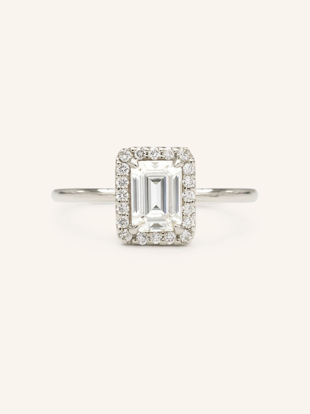 Stunning 1.24 CT Emerald Moissanite Engagement Ring with Halo Design 5