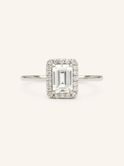 Stunning 1.24 CT Emerald Moissanite Engagement Ring with Halo Design 5